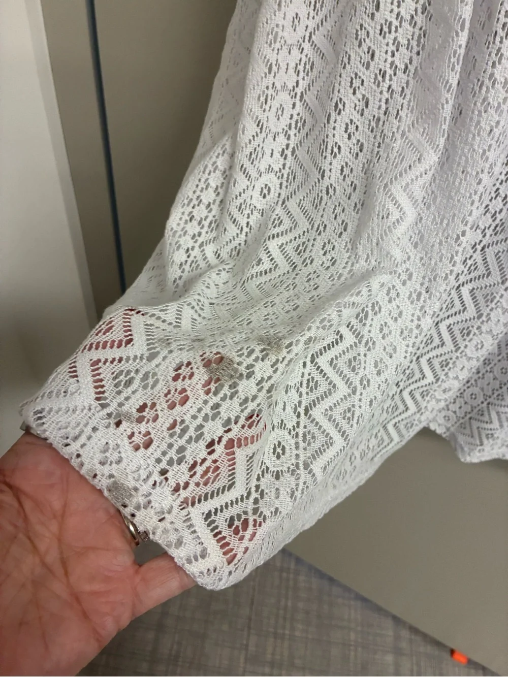 Time and Tru White Lace Swim Coverup 3X